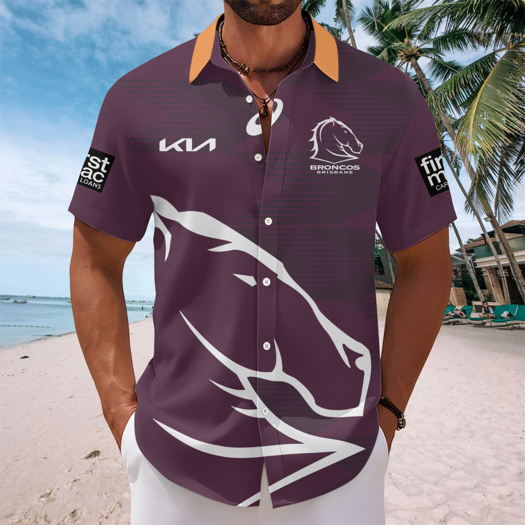 Brisbane Broncos 2025 Premiership Short Sleeve Button-Down Shirt – TANTN17705
