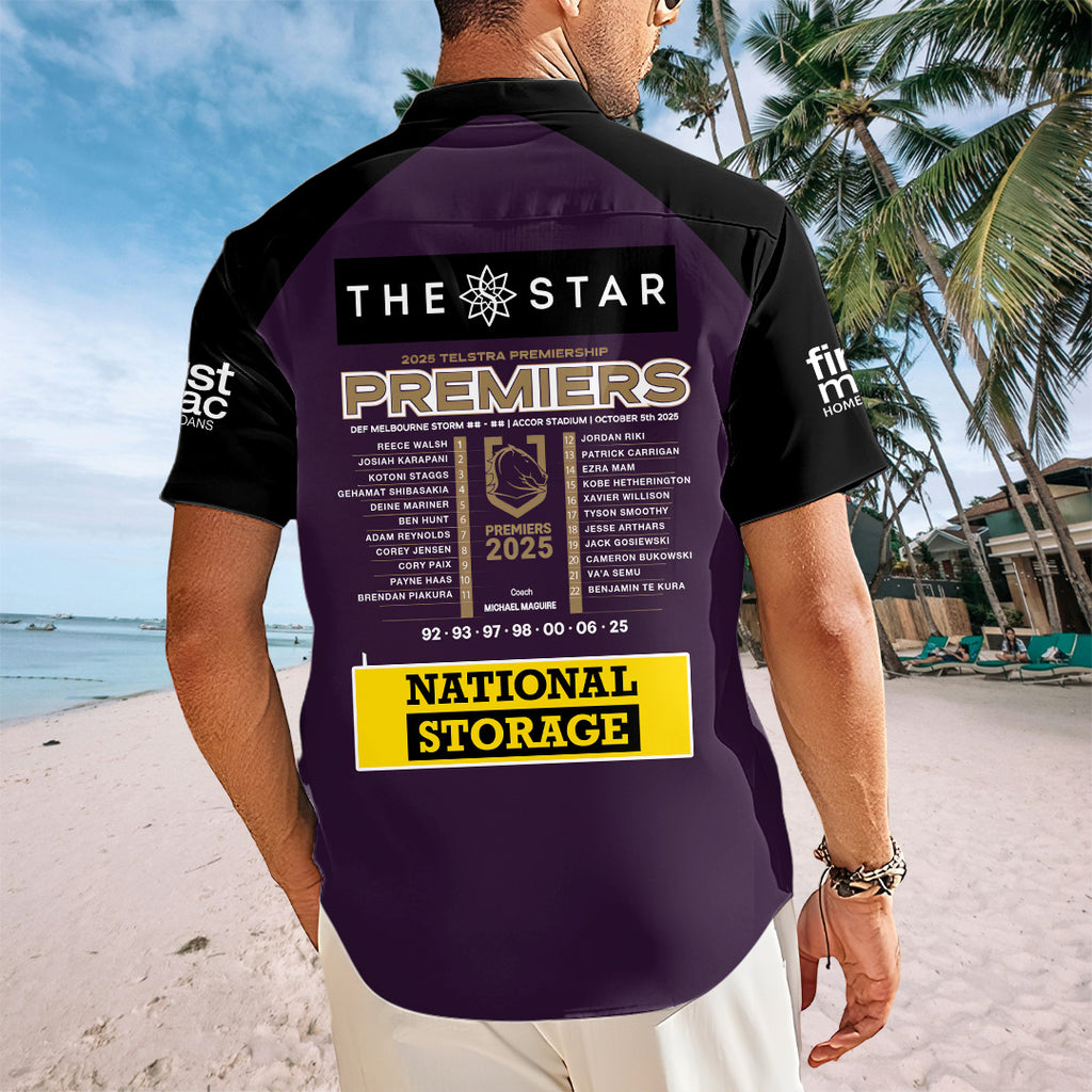 Brisbane Broncos 2025 Premiership Short Sleeve Button-Down Shirt – TANTN17707