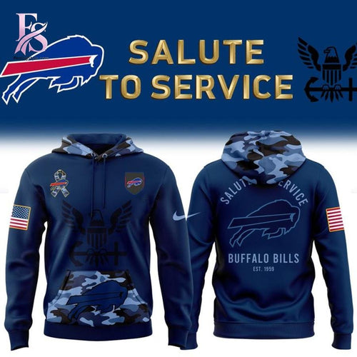 Buffalo Bills 2025 Salute to Service Navy Hoodie