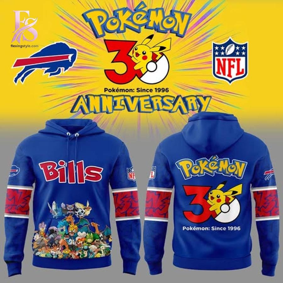 Buffalo Bills Pokemon 30th Anniversary Hoodie