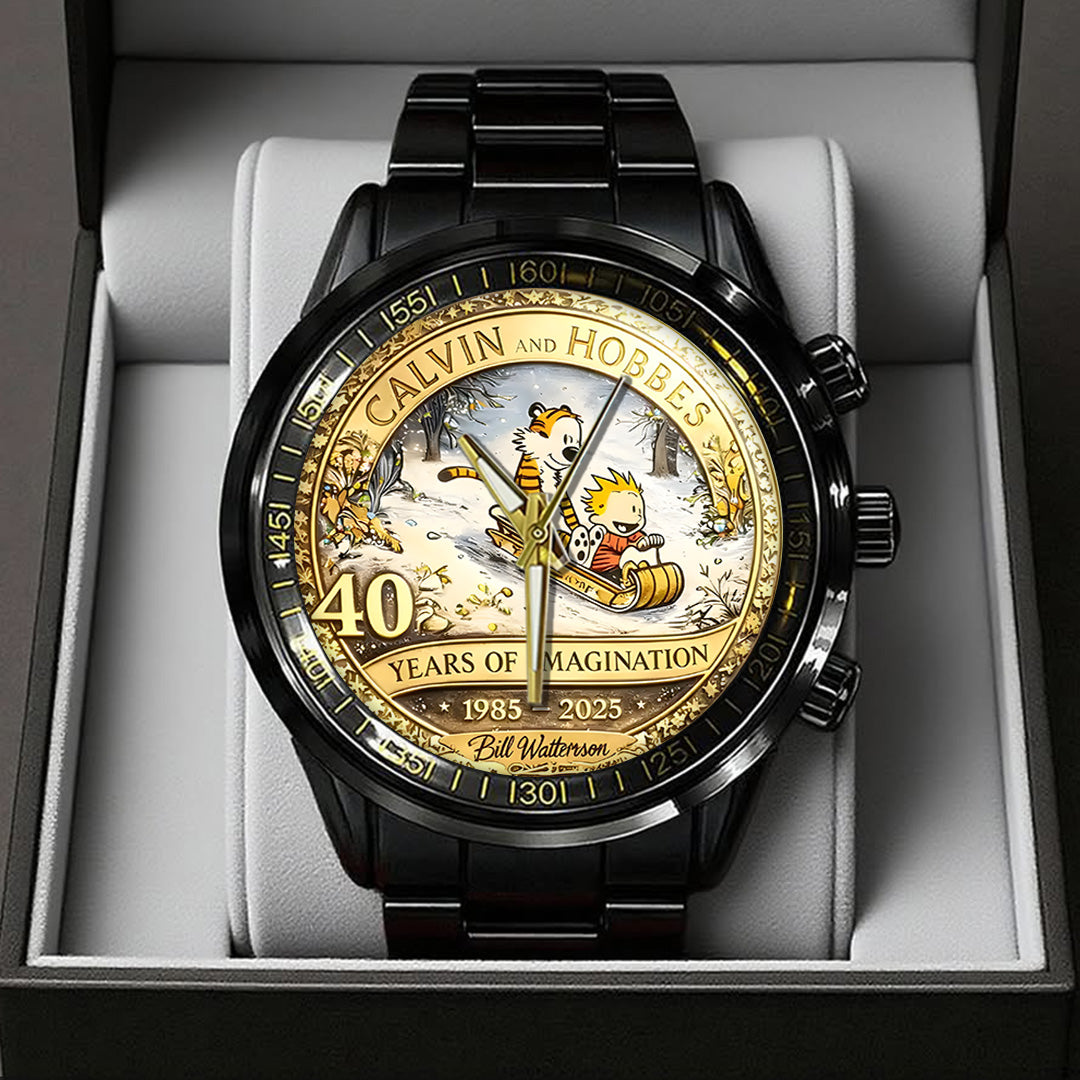 Calvin & Hobbes 40th Anniversary Black Stainless Steel Watch – TANTN20178