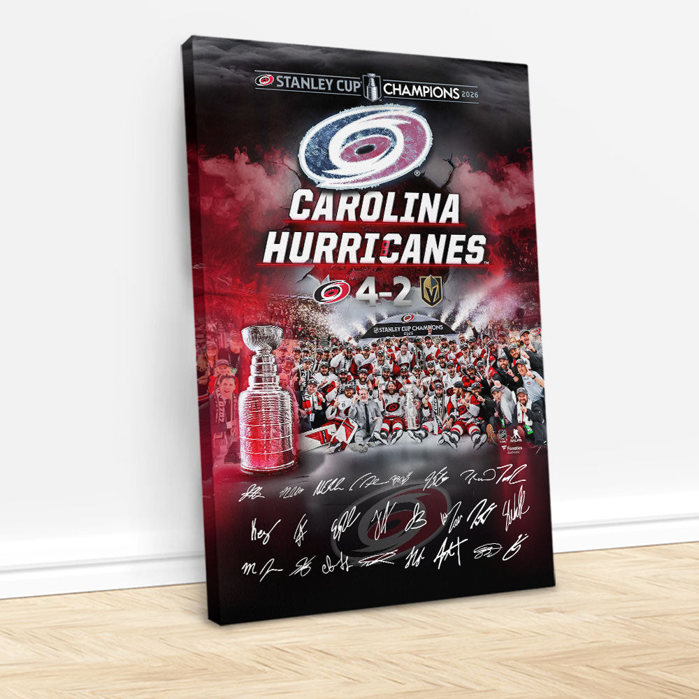 Carolina Hurricanes 2026 Stanley Cup Champions Rectangle Canvas With Inner Frame – HOATT18787
