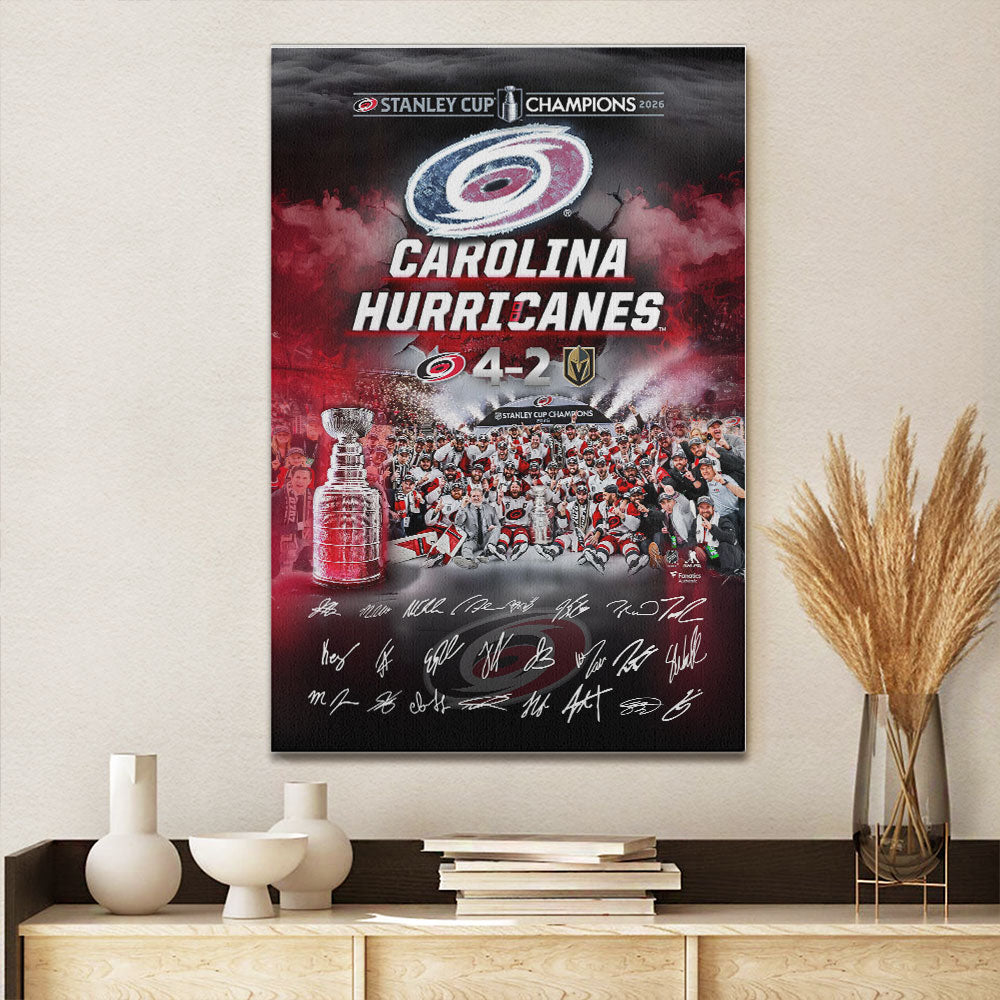 Carolina Hurricanes 2026 Stanley Cup Champions Rectangle Canvas With Inner Frame – HOATT18787