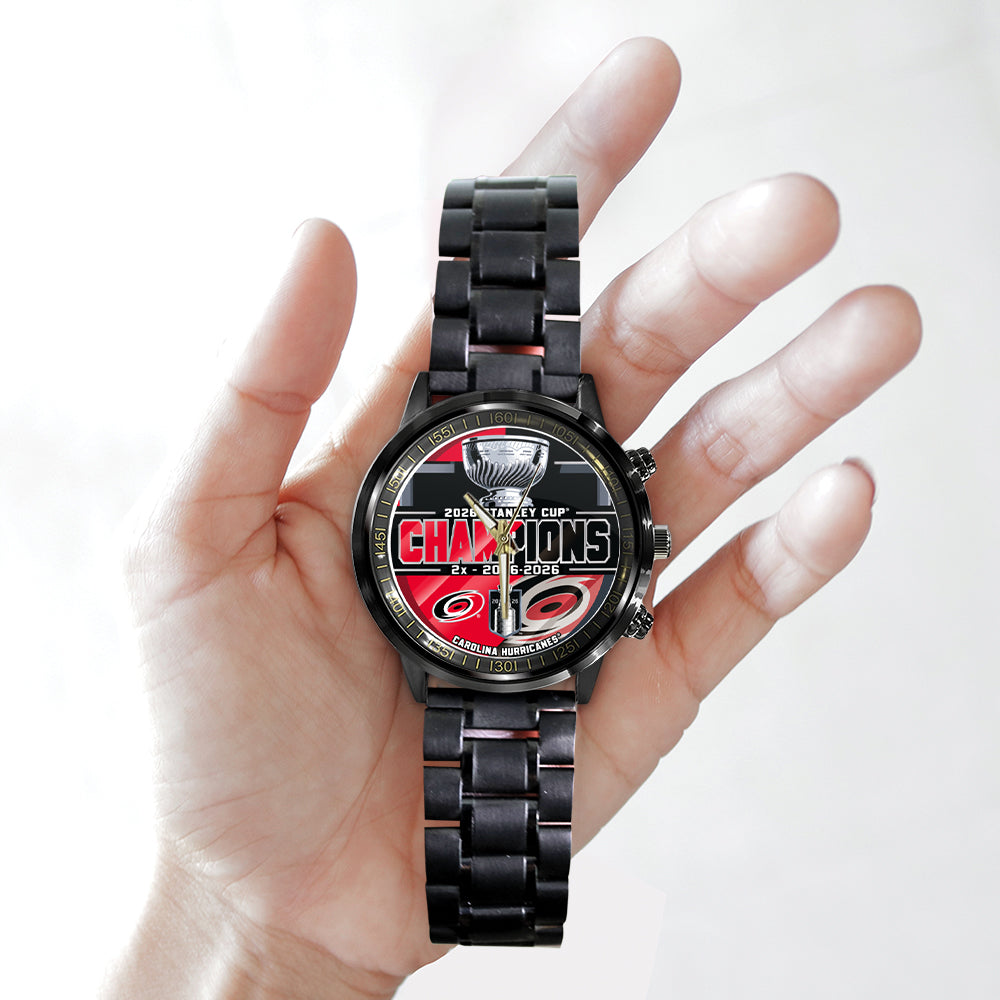 Carolina Hurricanes Black Stainless Steel Watch – GNE7091