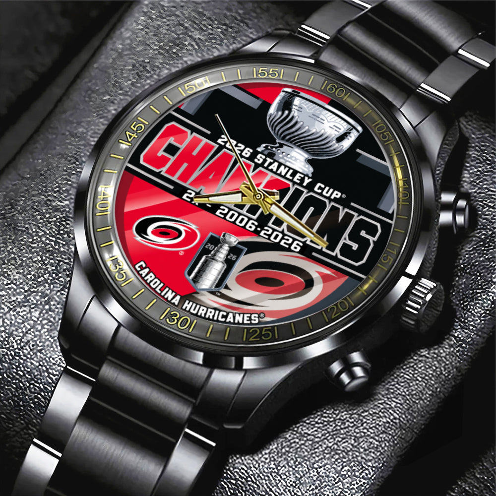 Carolina Hurricanes Black Stainless Steel Watch – GNE7091