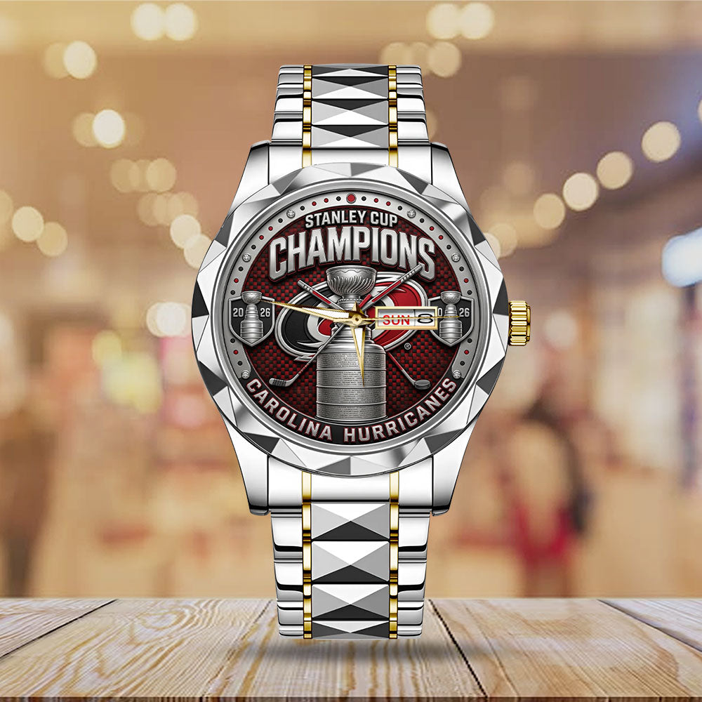 Carolina Hurricanes Stanley Cup Champions 2026 Alloy Luxury Quartz Watch – TMTHU6806