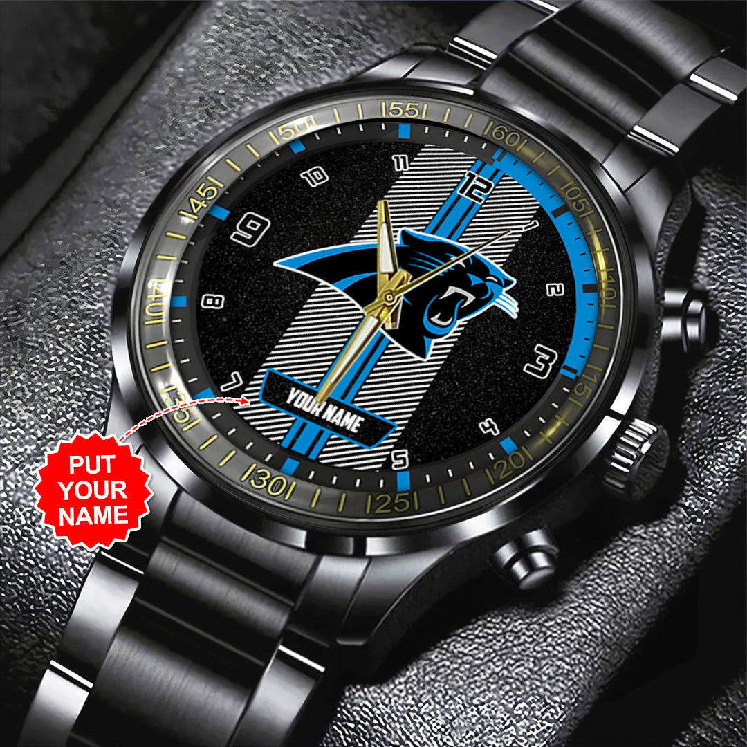 Personalized Carolina Panthers Black Stainless Steel Watch – TANTN16007