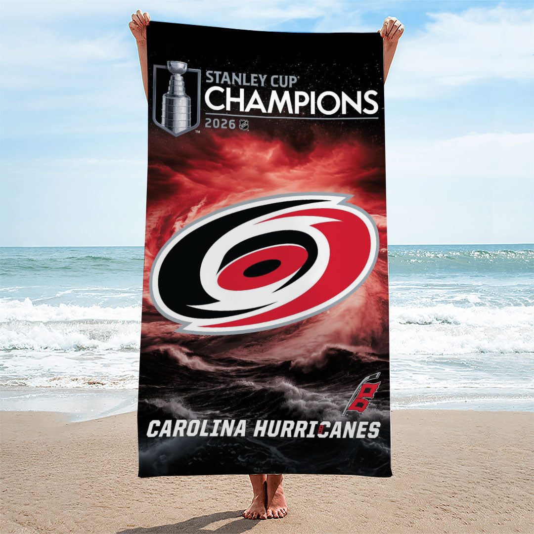 Carolina Hurricanes Stanley Cup Champions 2026 Rectangle Beach Towel – TANTN23654
