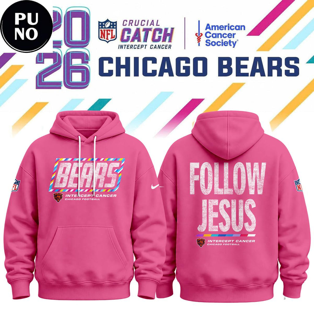 Chicago Bears Crucial Catch 2026 Follow Jesus Pink Hoodie T-Shirt