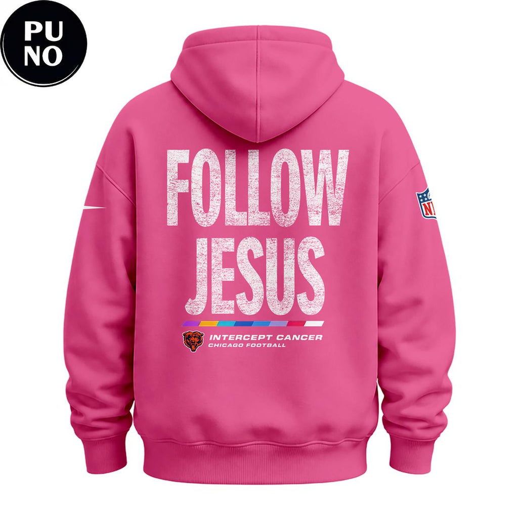 Chicago Bears Crucial Catch 2026 Follow Jesus Pink Hoodie T-Shirt