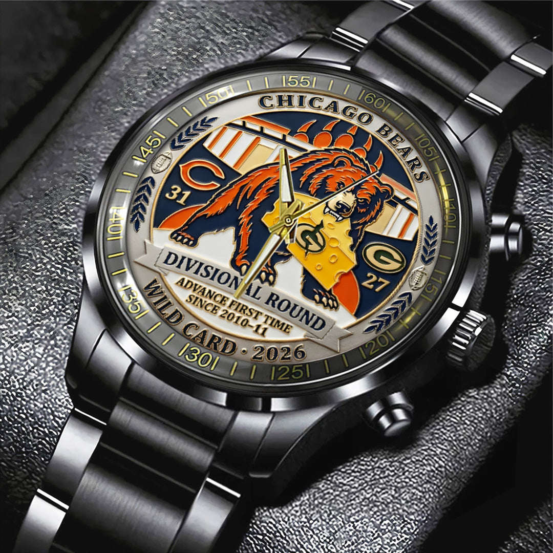 Chicago Bears Wild Card 2026 Black Stainless Steel Watch – TANTN20503