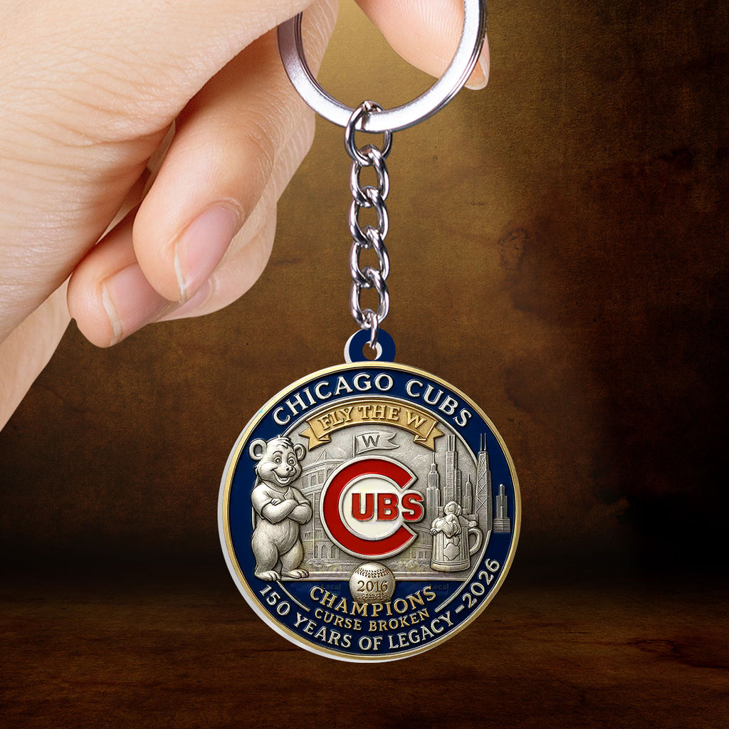 Chicago Cubs 150th Anniversary Custom Shape 2-sided Keychain – HOATT13529