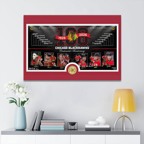 Chicago Blackhawks 100th Anniversary Rectangle Canvas With Inner Frame – TANTN21499