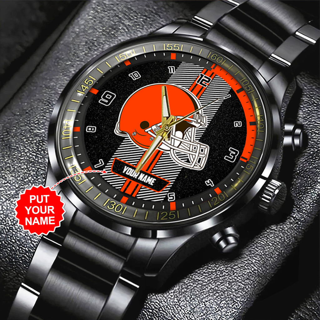 Personalized Cleveland Browns Black Stainless Steel Watch – TANTN16010