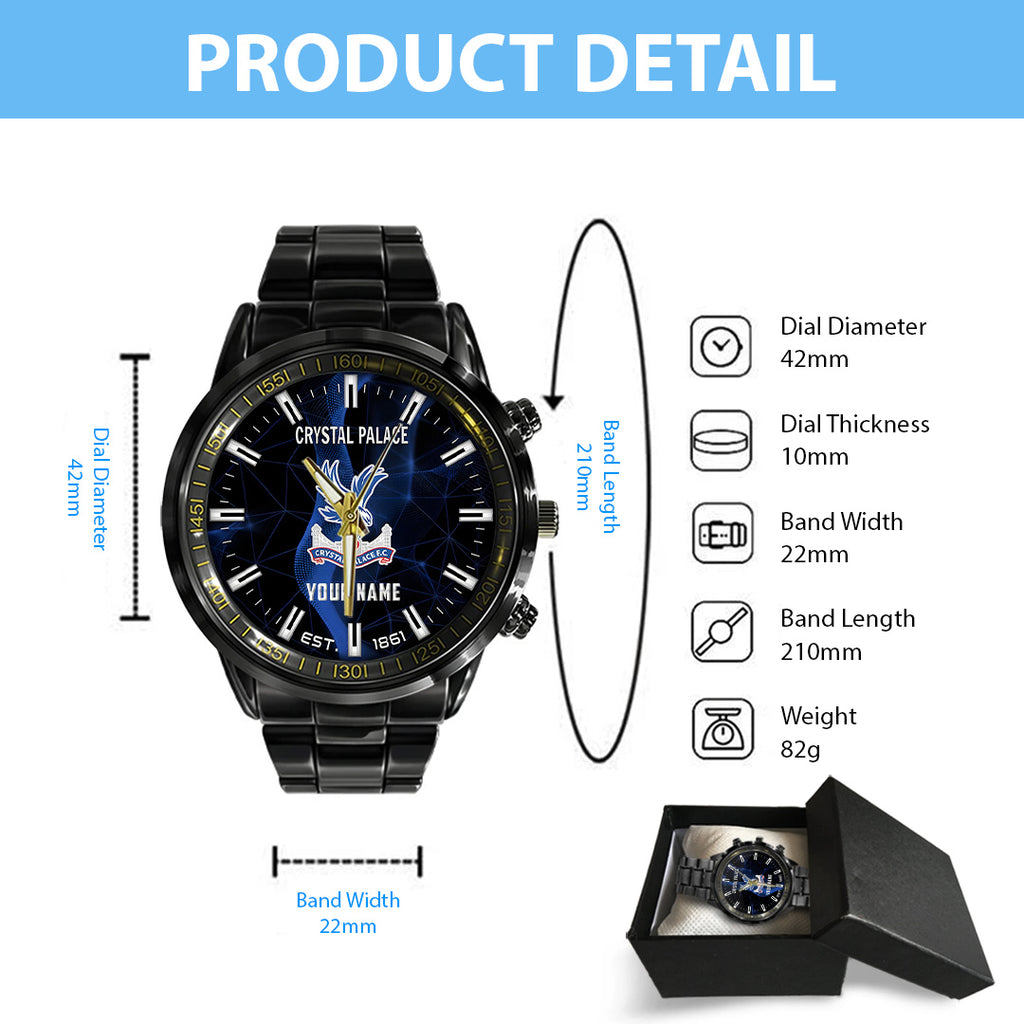 Personalized Crystal Palace FC Black Stainless Steel Watch – TANTN23558