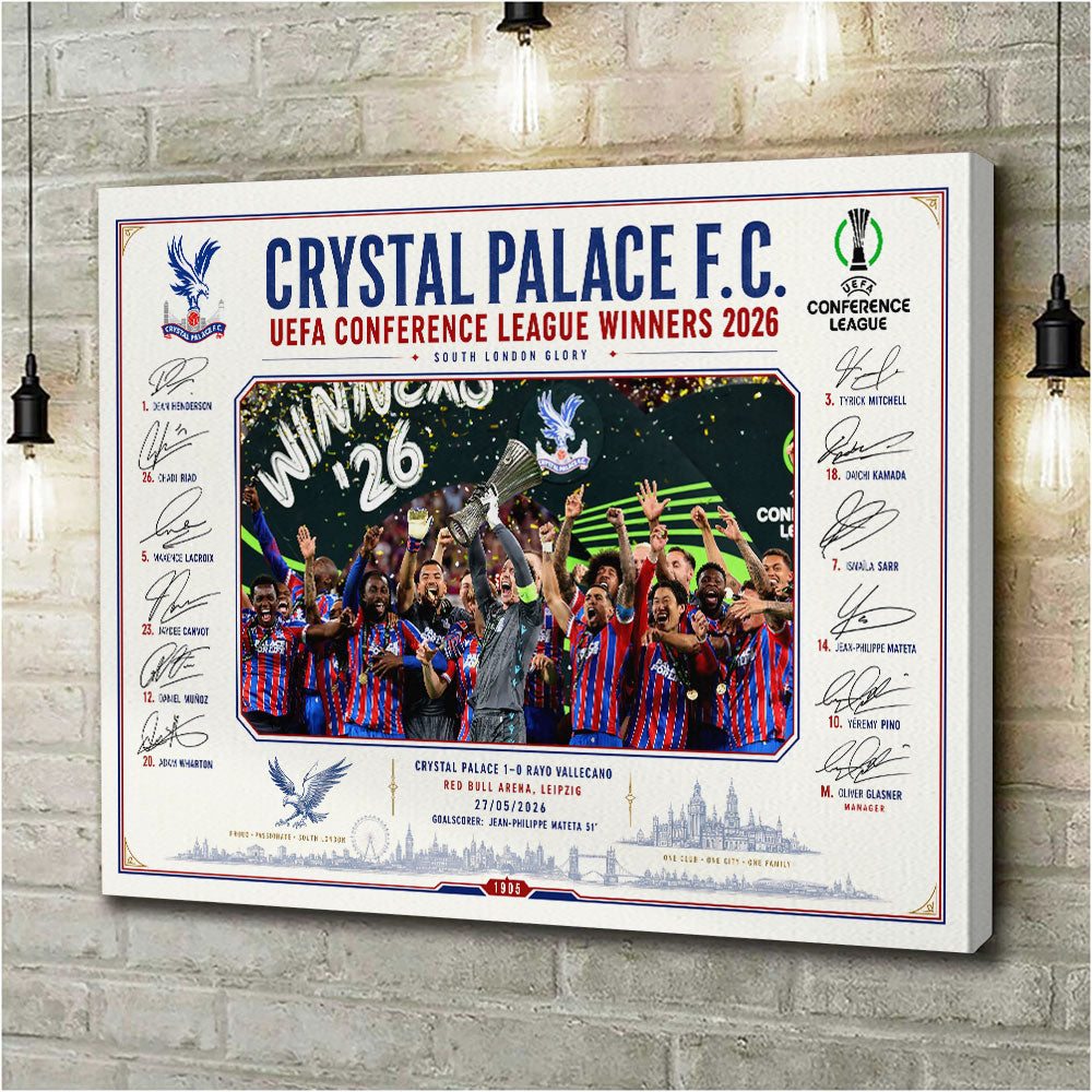 Crystal Palace FC 2026 UEFA Conference League Winners Rectangle Canvas With Inner Frame – HOATT18535