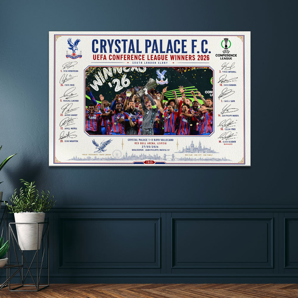 Crystal Palace FC 2026 UEFA Conference League Winners Rectangle Canvas With Inner Frame – HOATT18535