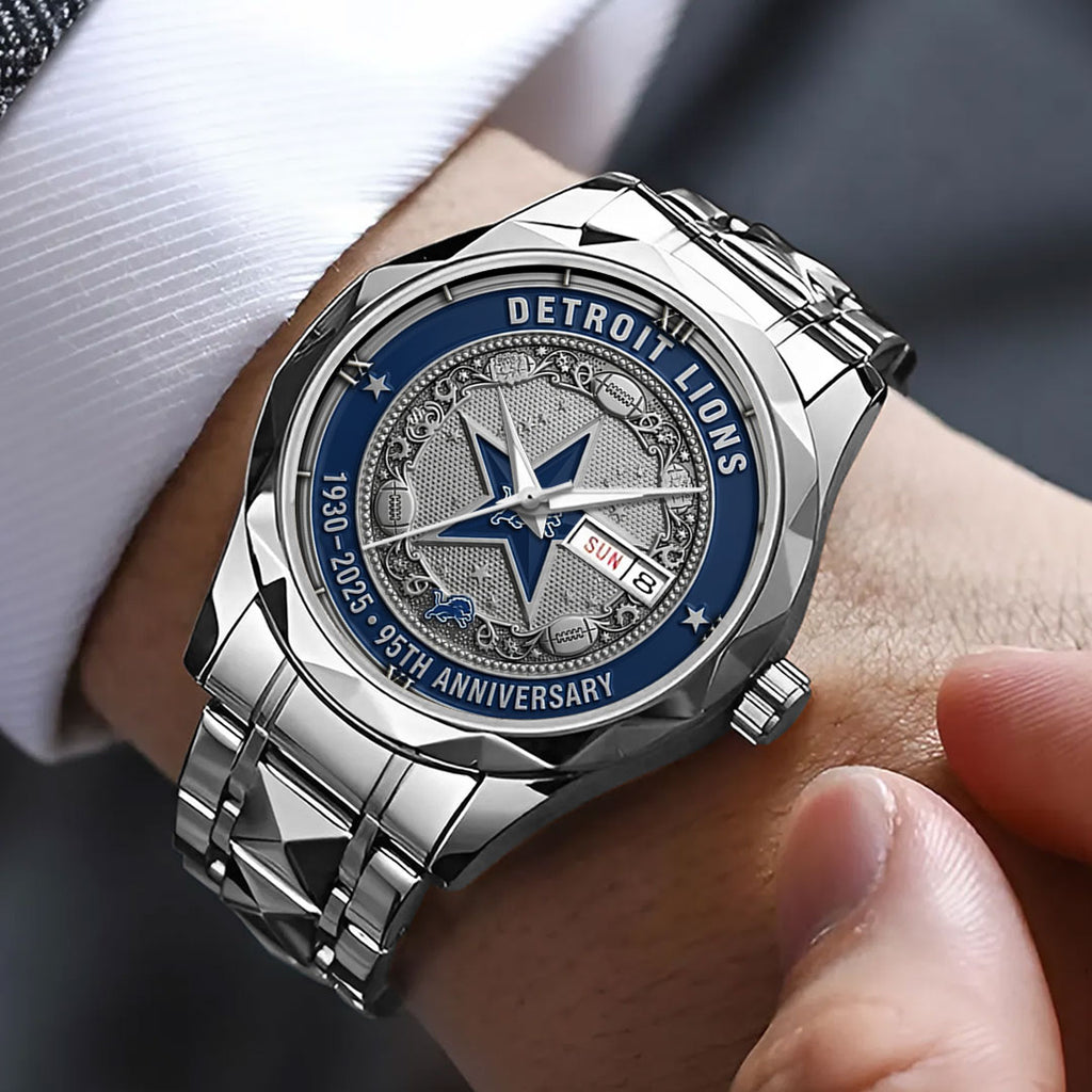 Detroit Lions 95th Anniversary 2025 Alloy Luxury Quartz Watch – TMTHU722