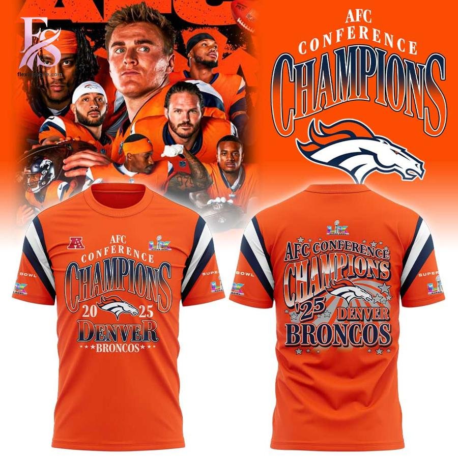 Denver Broncos 2025 AFC Conference Champions Orange Hoodie