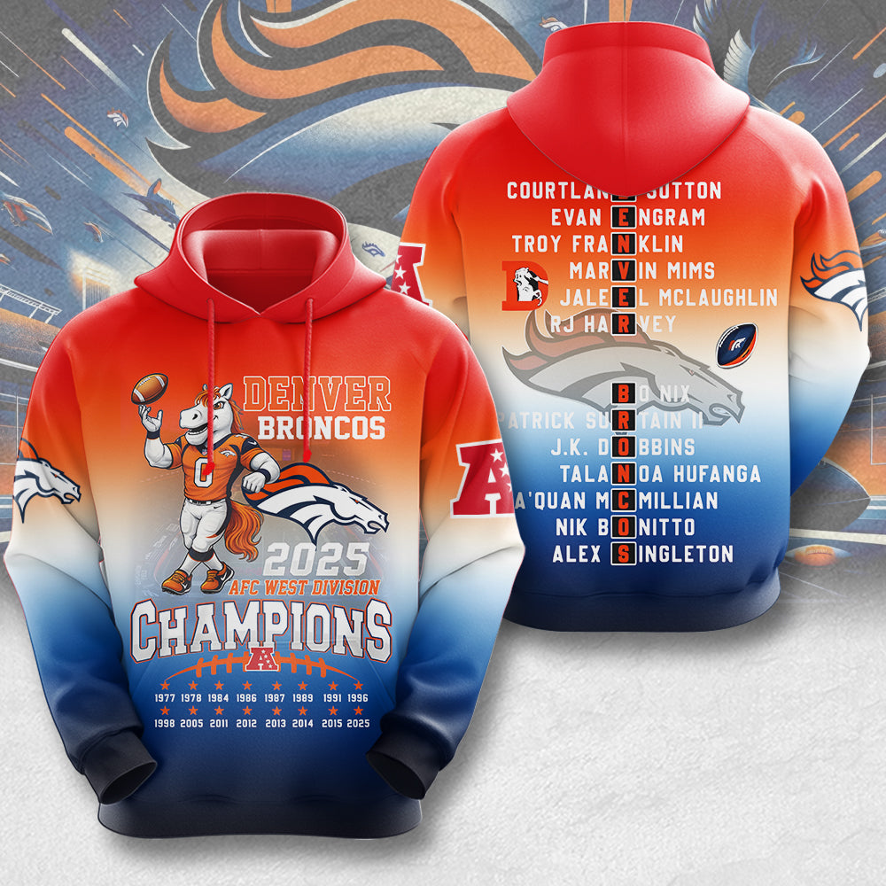 Denver Broncos 2025 AFC West Champions 3D Apparel – MAITM14258