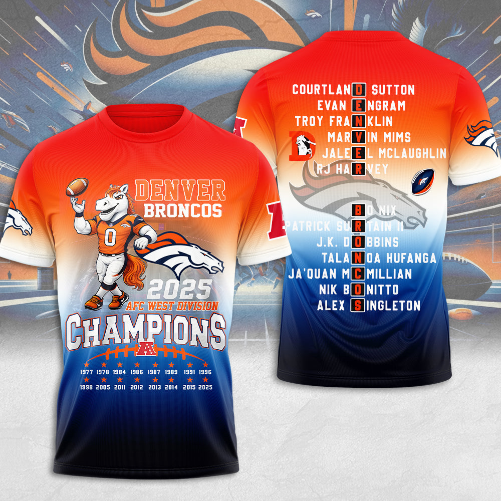 Denver Broncos 2025 AFC West Champions 3D Apparel – MAITM14258