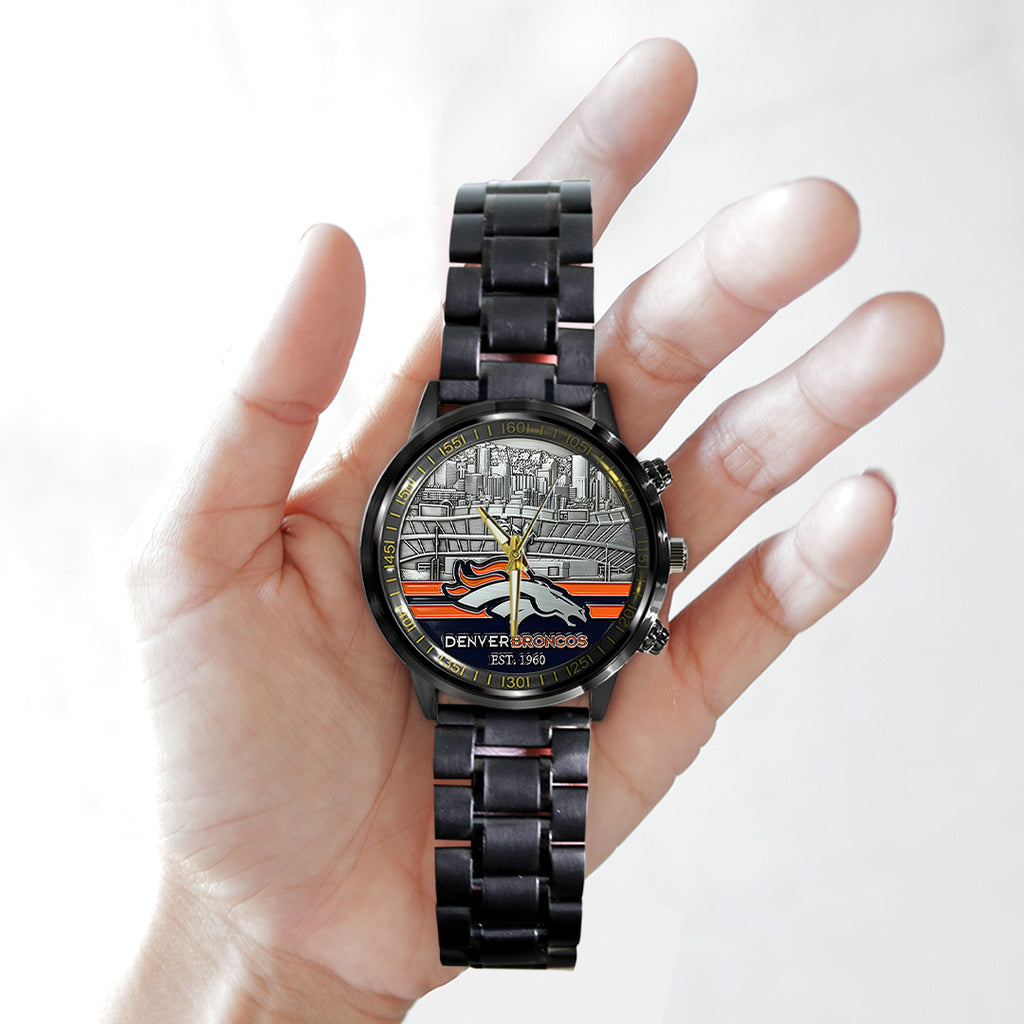 Denver Broncos Black Stainless Steel Watch – TANTN19406