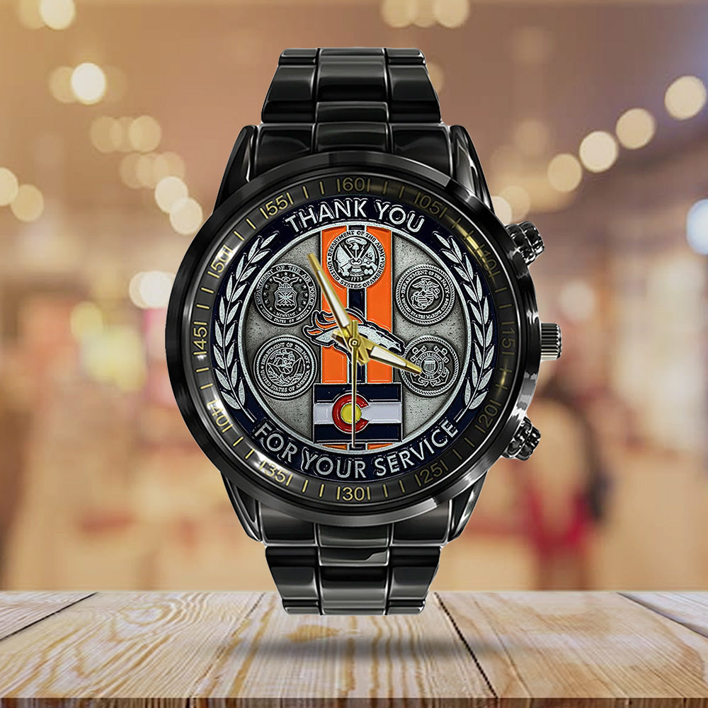 Denver Broncos Black Stainless Steel Watch – TANTN19408