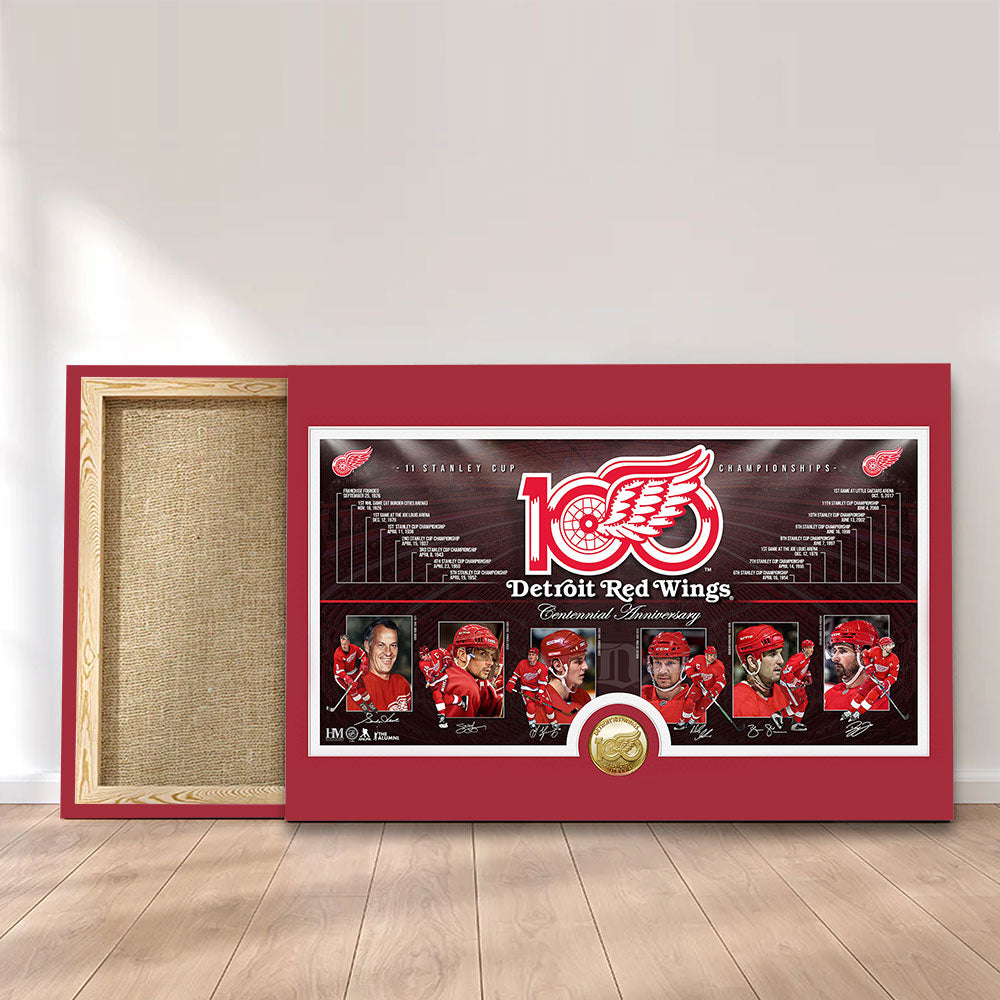 Detroit Red Wings 100th Anniversary Rectangle Canvas With Inner Frame – TANTN21498