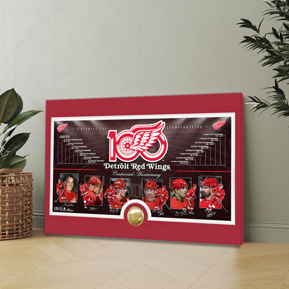 Detroit Red Wings 100th Anniversary Rectangle Canvas With Inner Frame – TANTN21498