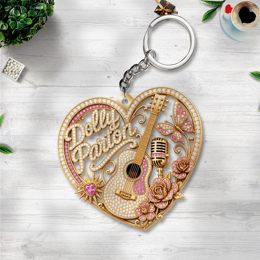 Dolly Parton Custom Shape 2-sided Keychain – TANTN25201