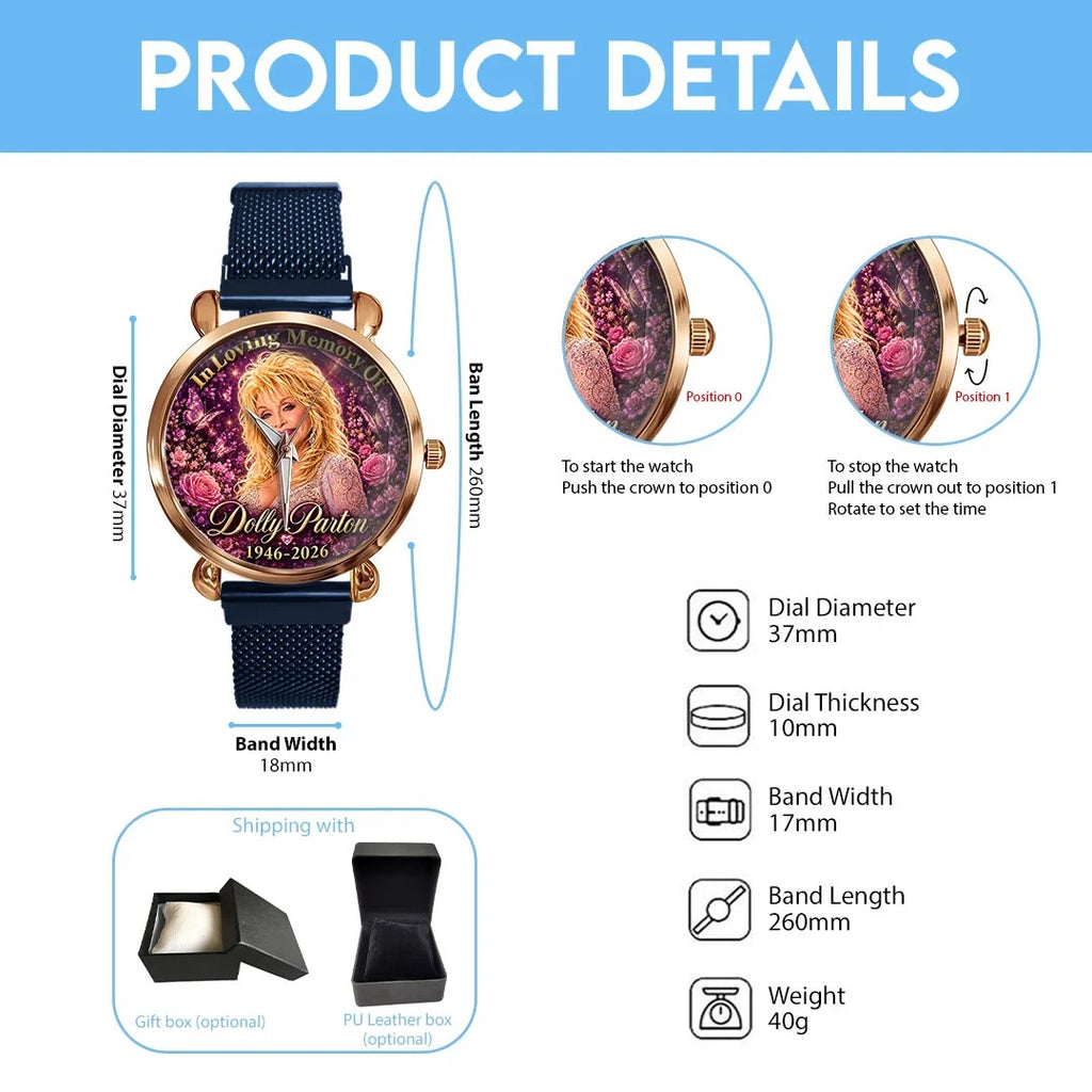 Dolly Parton Mesh Strap Quartz Watch – HOATT20969