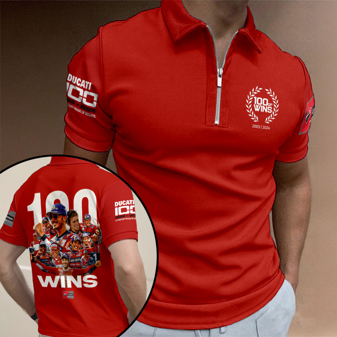 Ducati Lenovo Team 100 Wins Zip Polo Shirt – TANTN23477