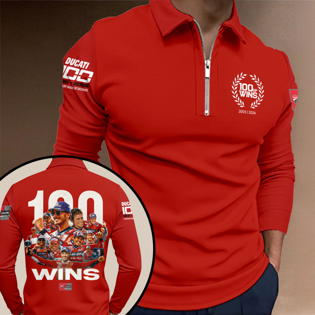 Ducati Lenovo Team 100 Wins Zip Polo Shirt – TANTN23477