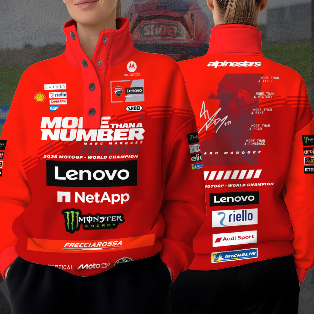 Ducati Lenovo Team x Marc Márquez 3D Snap Button Collar Sweatshirt – TANTN16983