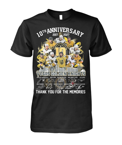 10th Anniversary 2017 - 2027 Vegas Golden Knights Thank You For The Memories T-Shirt