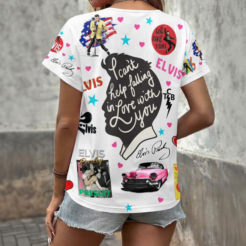 Elvis Presley 3D Women's V-Neck T-Shirt – GNE6832