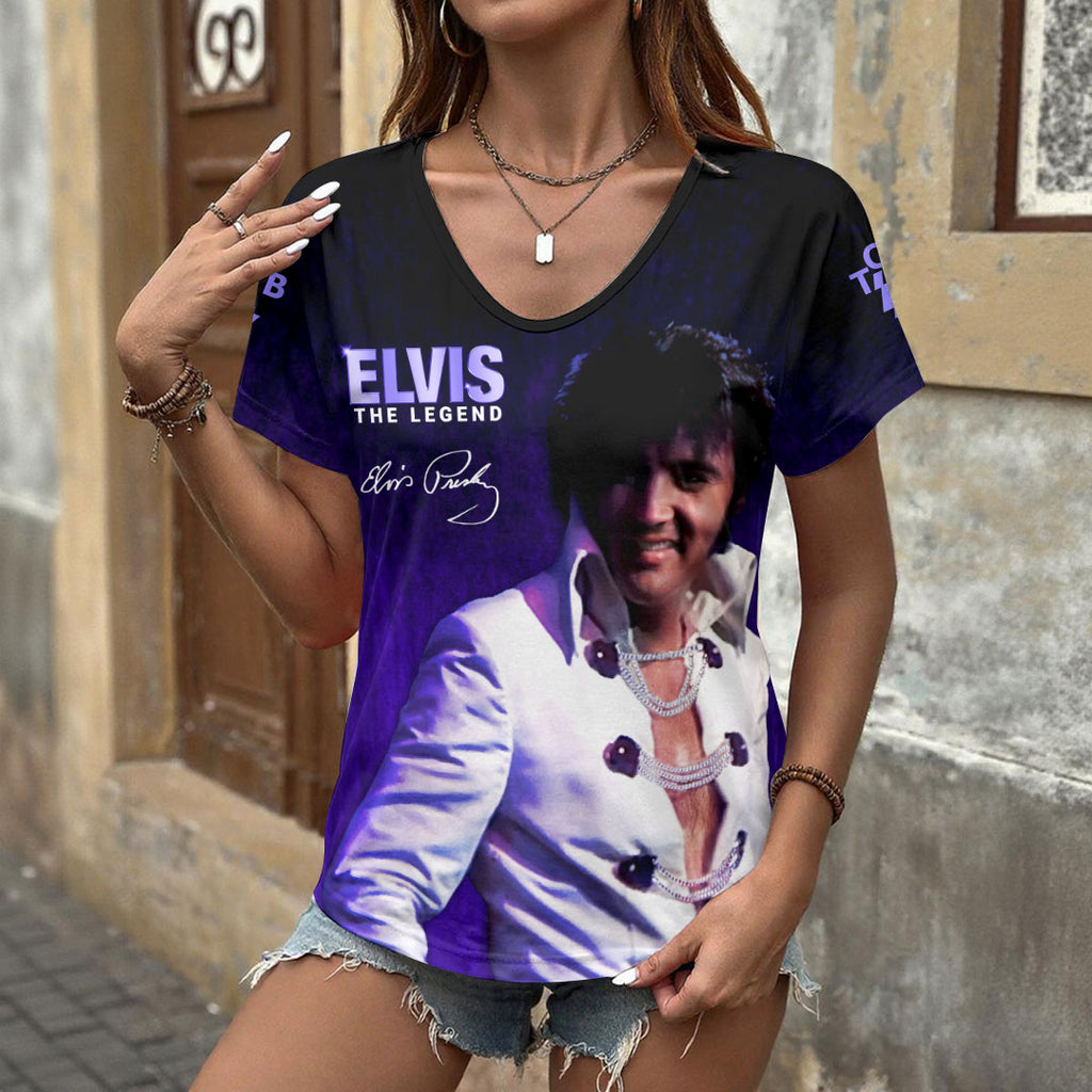 Elvis Presley 3D Women's V-Neck T-Shirt – GNE6833
