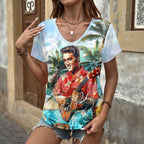 Elvis Presley 3D Women's V-Neck T-Shirt – GNE6836