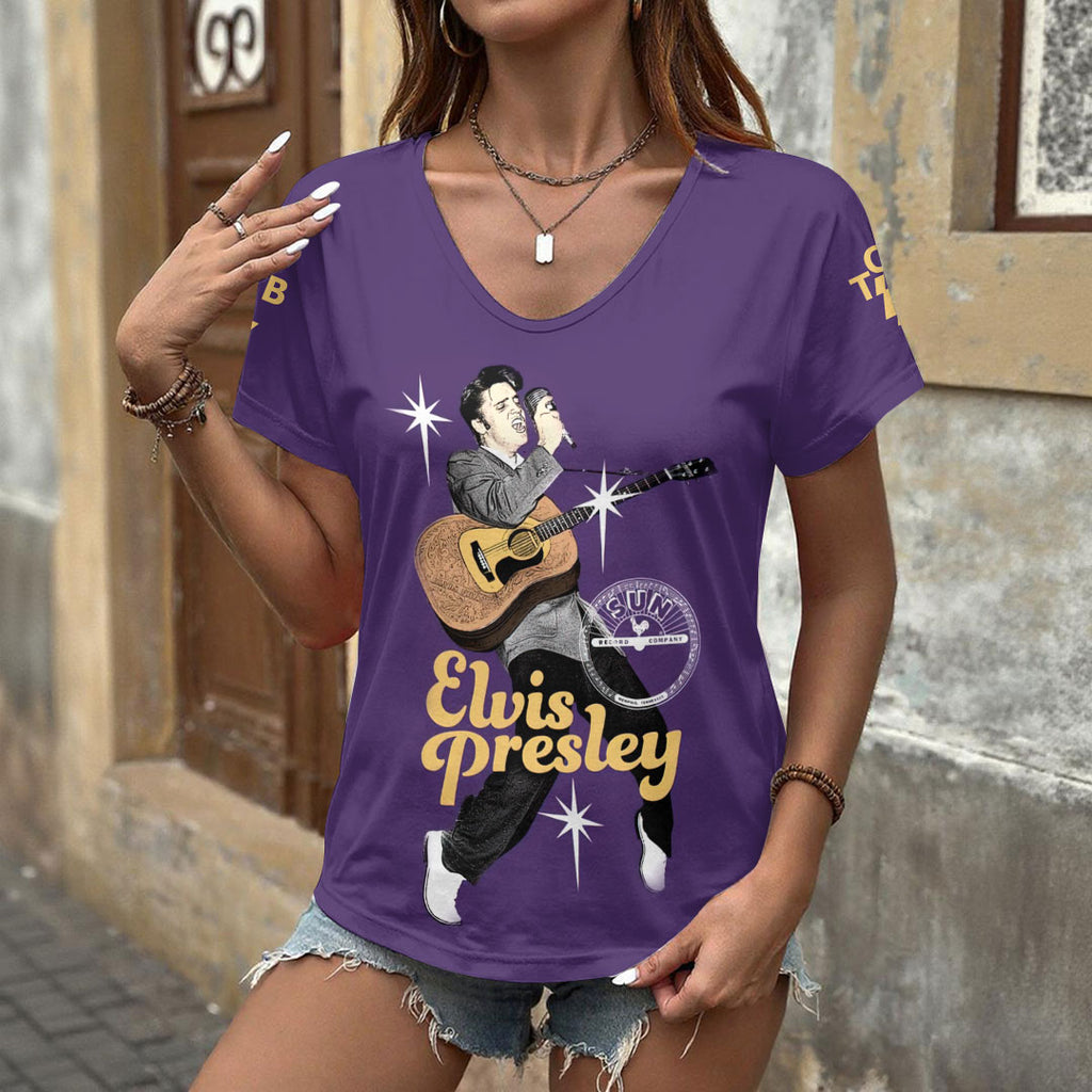 Elvis Presley 3D Women's V-Neck T-Shirt – GNE6951
