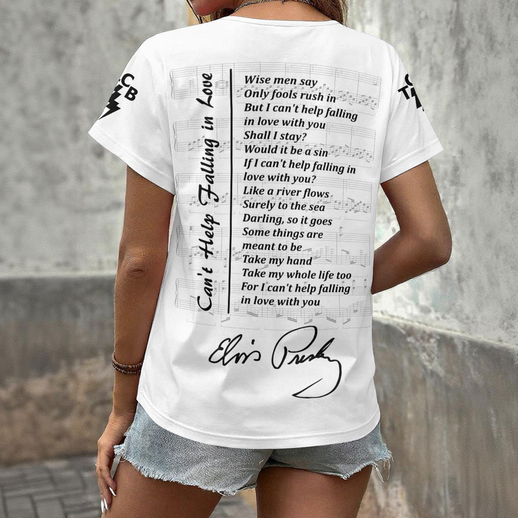 Elvis Presley 3D Women's V-Neck T-Shirt – GNE6952
