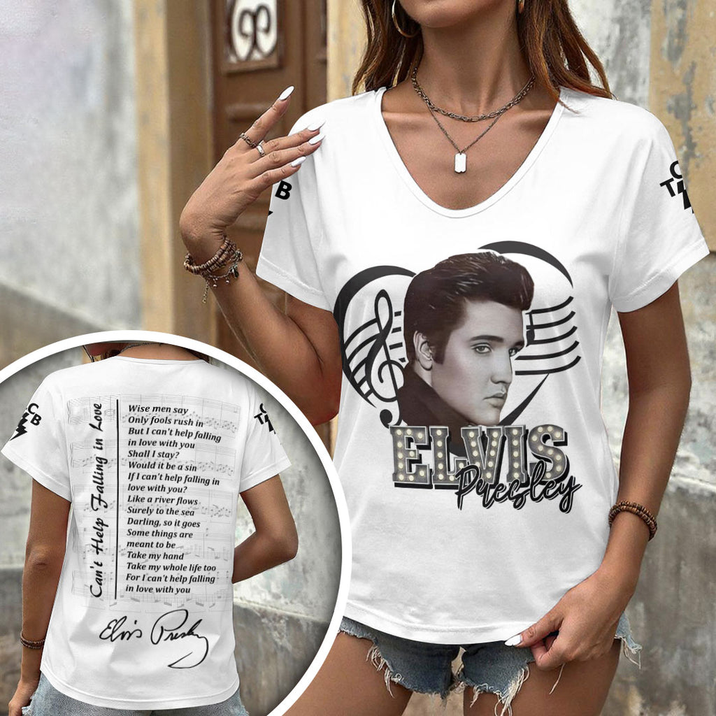 Elvis Presley 3D Women's V-Neck T-Shirt – GNE6952