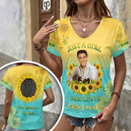 Elvis Presley 3D Women's V-Neck T-Shirt – GNE6953