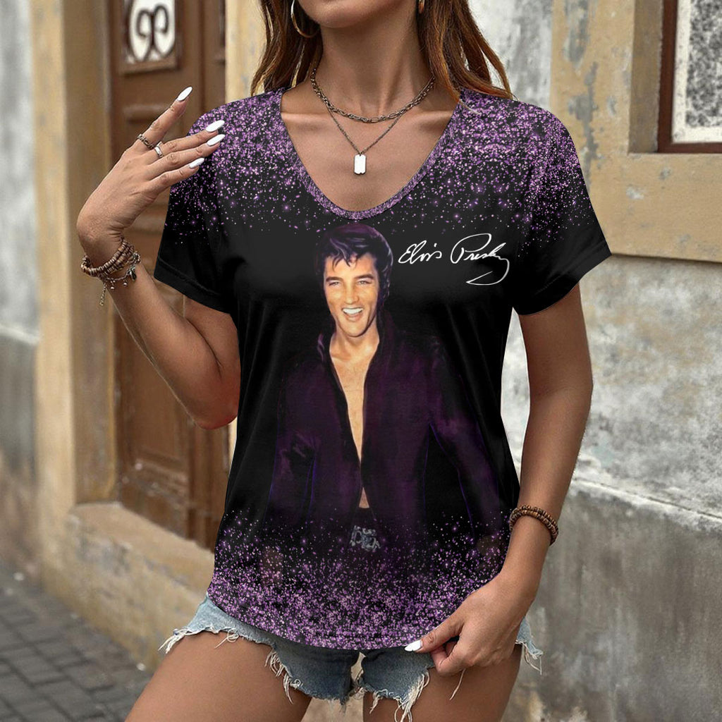 Elvis Presley 3D Women's V-Neck T-Shirt – HOATT17325