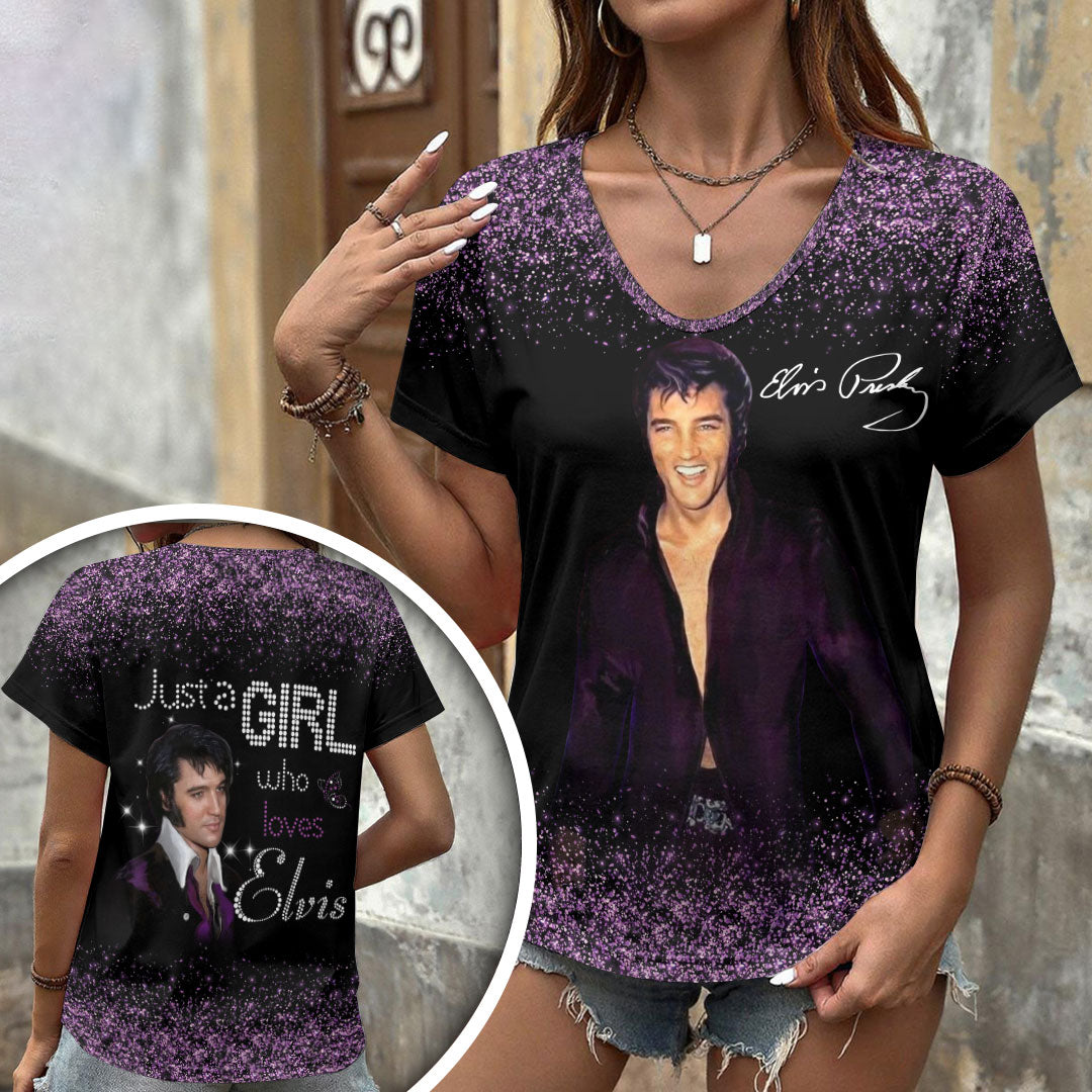 Elvis Presley 3D Women's V-Neck T-Shirt – HOATT17325