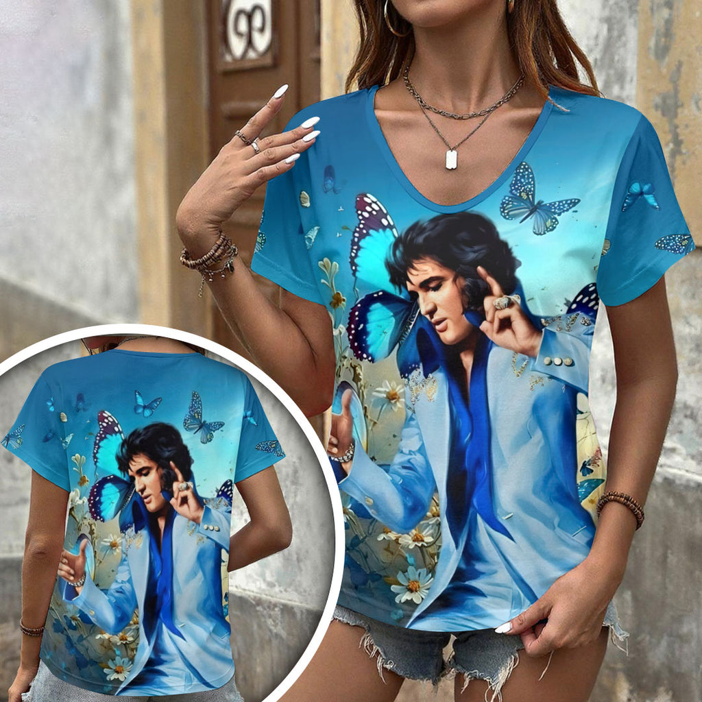 Elvis Presley 3D Women's V-Neck T-Shirt – HOATT17392