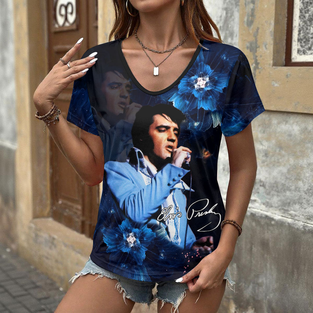 Elvis Presley 3D Women's V-Neck T-Shirt – HOATT17394