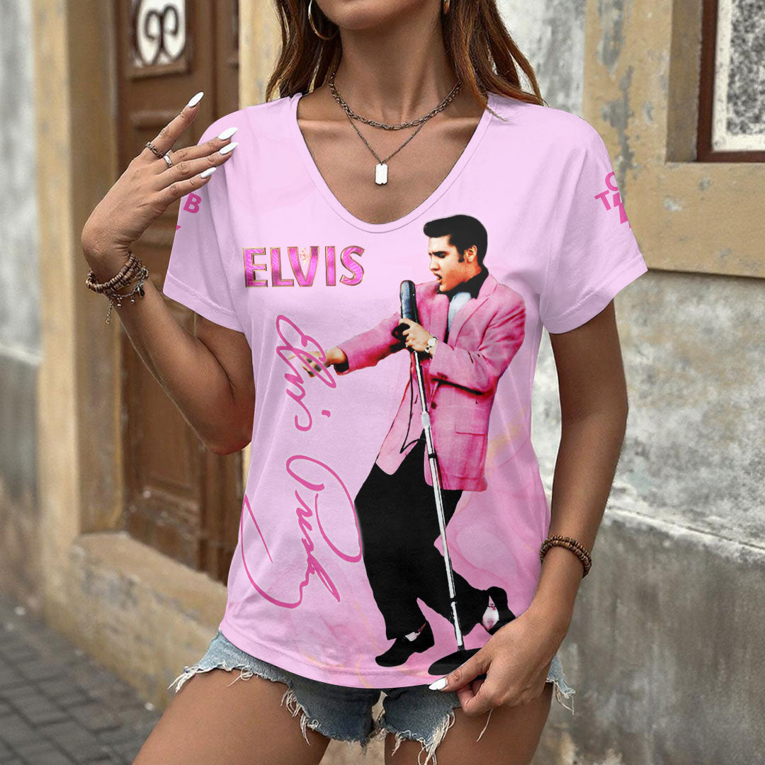 Elvis Presley 3D Women's V-Neck T-Shirt – HOATT17799