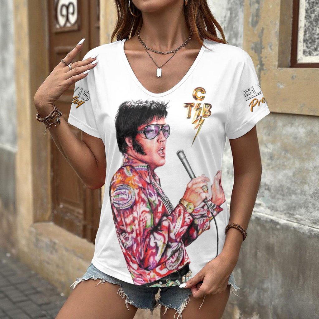 Elvis Presley 3D Women's V-Neck T-Shirt – HOATT17980
