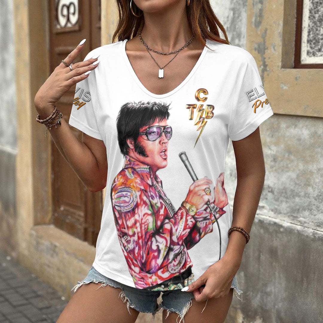 Elvis Presley 3D Women's V-Neck T-Shirt – HOATT17980