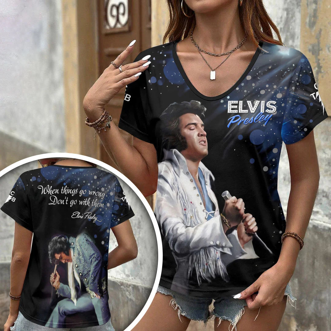 Elvis Presley 3D Women's V-Neck T-Shirt – HOATT20460